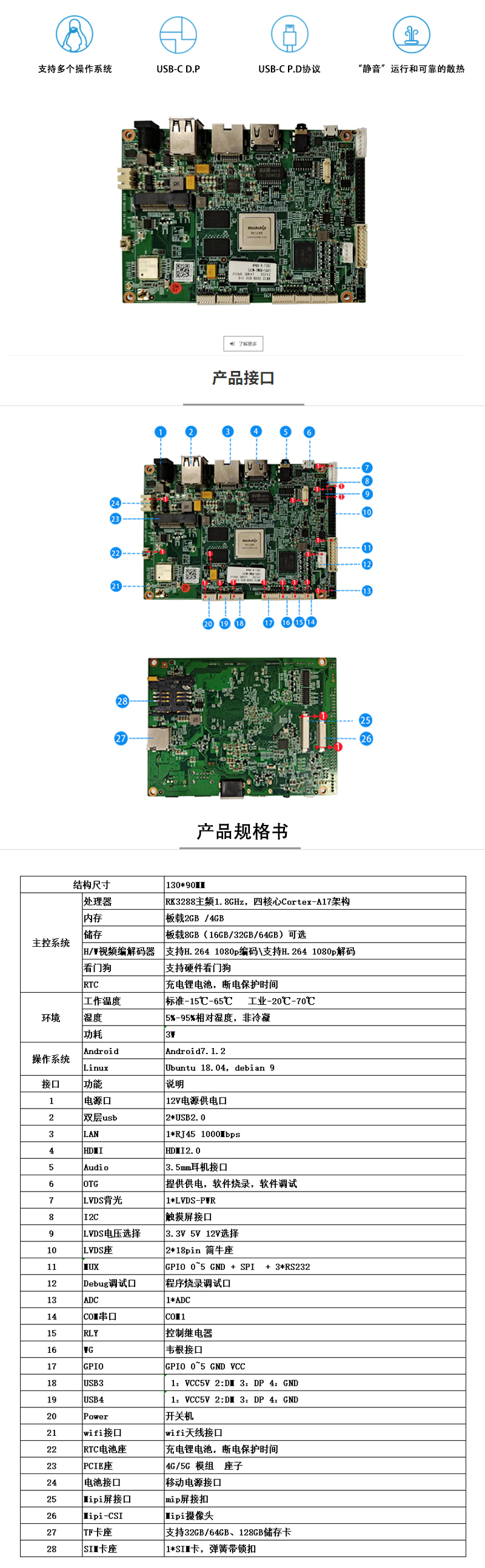 ARM主板，安卓工控主板，瑞芯微RK3288，RK32-200B